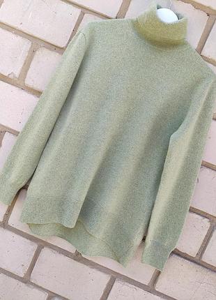 Зеленый свитер massimo dutti из шерстяной смеси и кашемира р. l