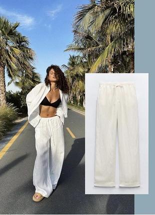 Трендовые белые прямые брюки от zara р. s- м