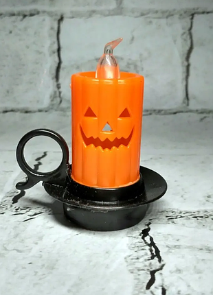 Led свеча электронная тыква, оранжевая, 6х4,5 см, декор на хэллоуин