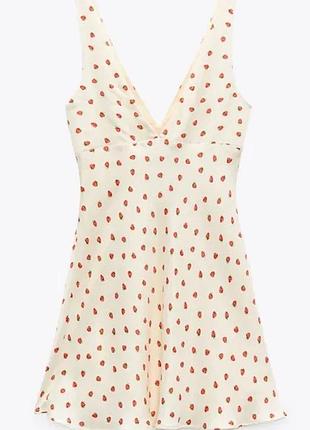 Сукня міні атлас віскоза zara у полунички