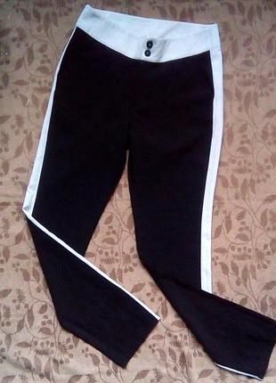 Брюки с лампасами, женские штаны, черные трикотажные брюки