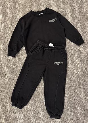 Чорний оверсайз костюм zara світшот джогери широкі штани