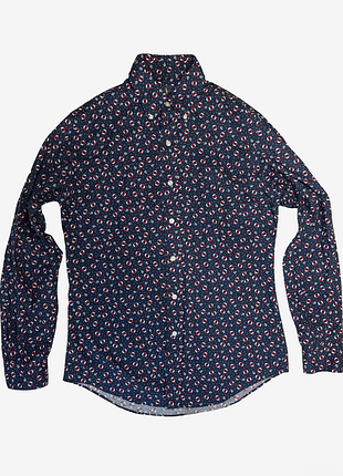 Рубашка мужская хлопковая lacoste x yves saint laurent/oxford / с принтом /морская тематика / всяденная / для повседневного ношения/