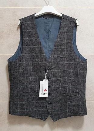C&amp;a - жилет коттоновый - xl • 54 - со всех сторон одинаково серый в клетку - 2144319 - кэжуал жилетка мужская классическая ж54