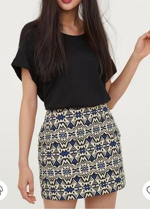 Юбка юбка тепла молочная с синим черным принтом бренд h&amp;m divided 32