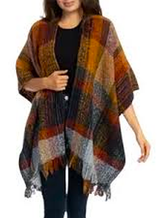 Колоритное пончо букле в клетку