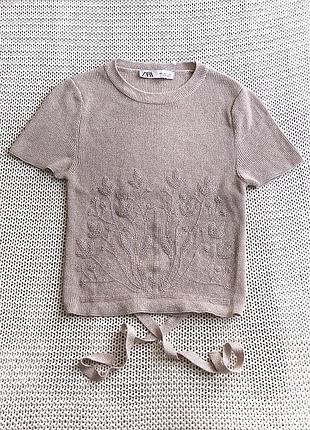 Новая блуза-футболка с открытой спиной zara, размер s