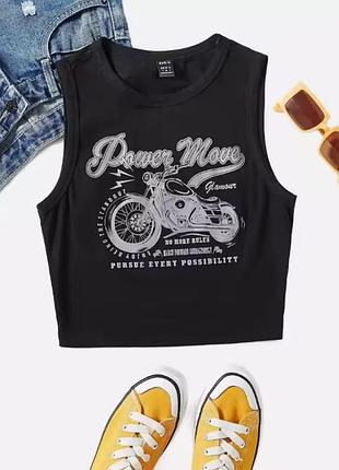 Топ-майка чорного кольору з принтом