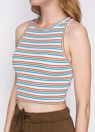 Жіночий літній стильний різнокольоровий топ у смужку