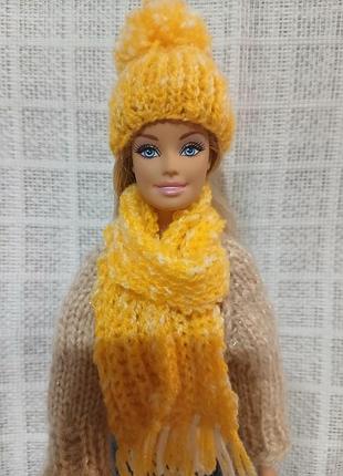 Одежда для барби - комплект шапочка с шарфиком.