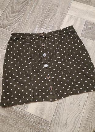 Спідниця на гудзиках вельветова в горох