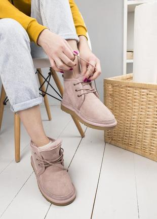 💖ugg pink boot💖женские ботинки/угги с мехом замшевые2 фото