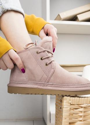 💖ugg pink boot💖женские ботинки/угги с мехом замшевые4 фото