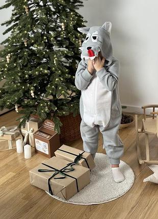 Кігурумі вовк сірий флісовий комбінезон (зріст 92-104 см)