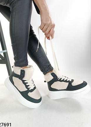 Женские ботинки мех тедди зимние