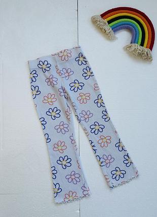 Лосіни легінси рубчик кльош квіти широкі