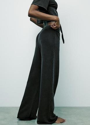 Брюки широкие брюки трикотаж s m zara