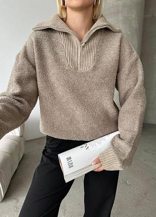 Half-zip светр — тренд цього сезону🤍 м’який і затишний трикотаж з об’ємною посадкою