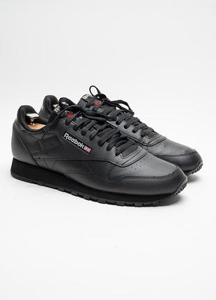 Кросівки чоловічі шкіряні reebok classic чорні розмір 45-46