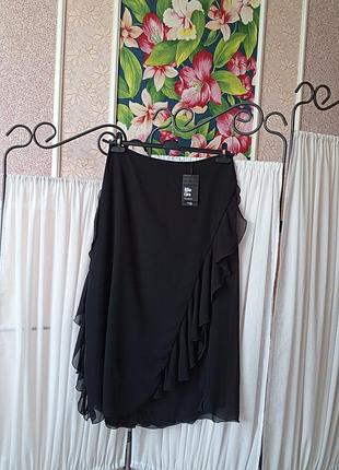 Красива чорна юбка з воланами шифон rita ora.