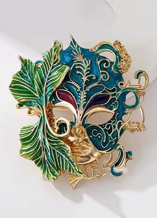Брошь брошка маска театральная роскошная с эмалью новая