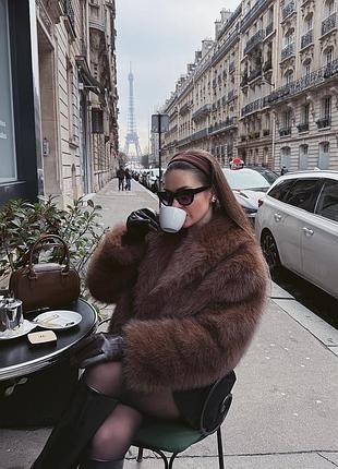 Шуба в шоколадному відтінку холодному коричневому 70 см