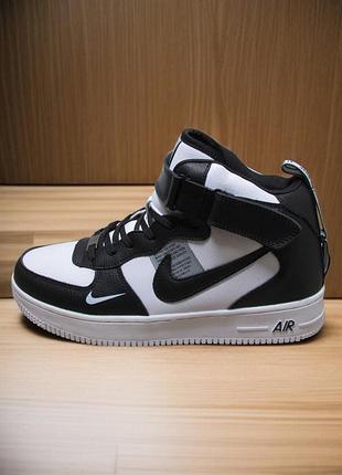 Кроссовки nike air force af1 зима, кроссовки зимние бело-черные (0324)
