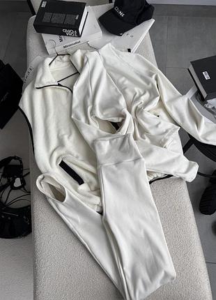 Женский костюм тройка (термо лосины со штрипками+лонг (рукав под пальчик) +теплая безрукавкав оверсайз)