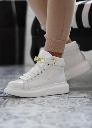 Кроссовки женские alexander mcqueen sneakers high белые (александр маккуин, кросівки)