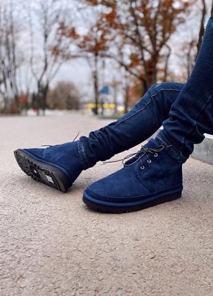 Зимние мужские угги на меху ugg neumel blue синие (уггі)