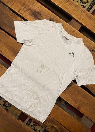 Чоловіча бавовняна футболка kappa (каппа лр оригінал біло-чорна)