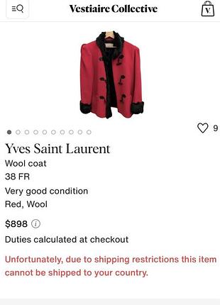 Пальто вовняне червоне yves saint laurent. вінтаж. оригінал!