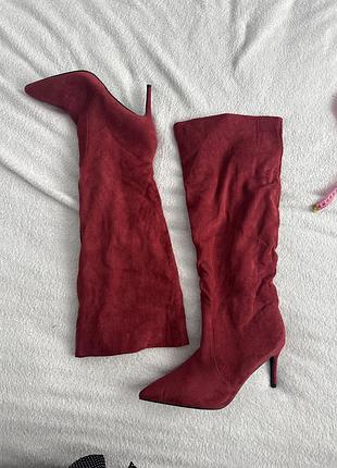 Сапоги на каблуке бордо, размер 41