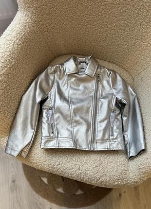 Куртка для дівчинки байкерська sinsay 3-4 роки 104 розмір сріблястого кольору