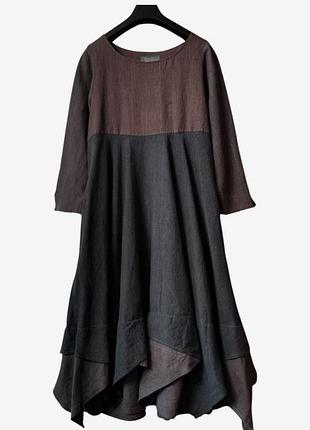 Дизайнерское льняное платье бохо terry macey льняное платье миди