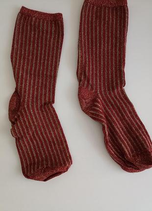 Капроновые носочки в полоску, с люрексом