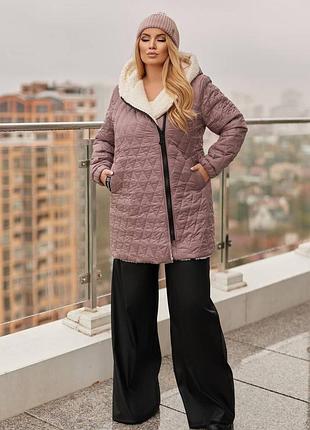 Куртка женская удлиненная с капюшоном зимняя до -20 батал