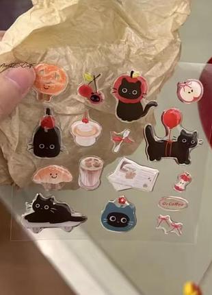 Набір 3d стікерів чорний котик стильні стікери наклейки