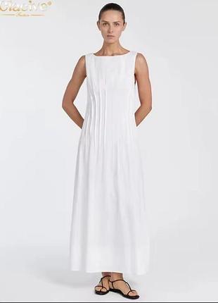 Белое коттоновое новое платье без рукавов