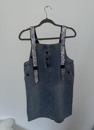 Джинсовий сарафан стрази лямки