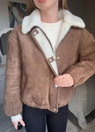 Дубленка женская замшевая на меху