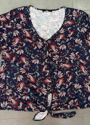 Віскозна синя блуза на завязках 20, 54р