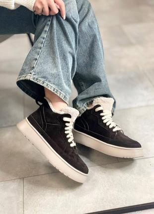 Зимові замшеві черевики хайтопи з хутром тедді  р-ри 36-41,колір на ваш смак!