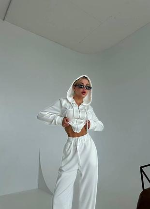 Жіночий білий теплий спортивний костюм двійка