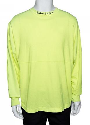 Бавовняна футболка з довгими рукавами лонгслів palm angels з логотипом, розмір xl