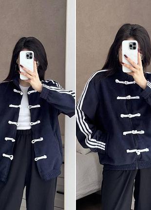 Жіночий темно синій бомбер унісекс оверсайз замшевий