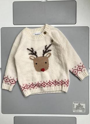 Неймовірно гарний фірмовий якісний теплий новорічний різдвяний светр кофта