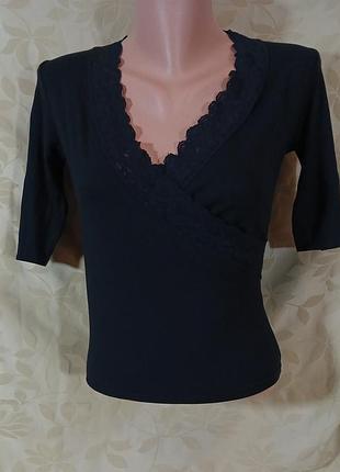 Стильная черная блуза/топ с кружевом ciocco блузка кофта