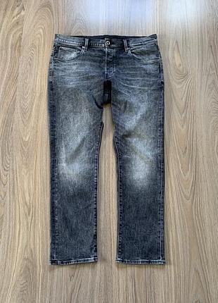 Мужские серые стрейч джинсы g-star raw 3301 regular tapered