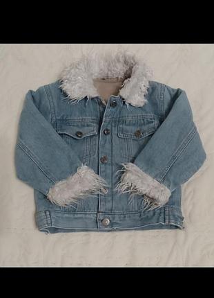 Утепленная джинсовая куртка на 3 р рост 98 см